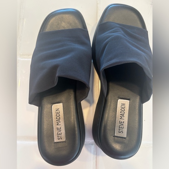 Steve Madden Black Platform Slide Sandals EU 39 US 8.5 - Picture 5 of 7